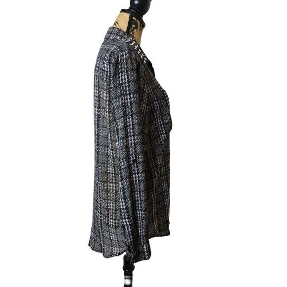 Michael Michael Kor Semi Sheer Blouse Roll Tab Sleeves Studded Med NWOT - Picture 6 of 7